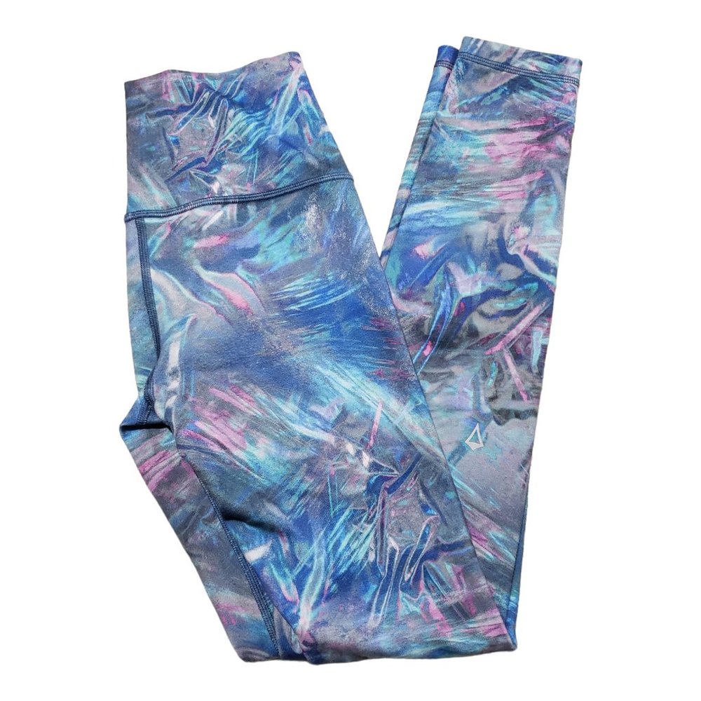 Ivivva by Lululemon Leggings Girls 10 Blue Pink Holographic Print